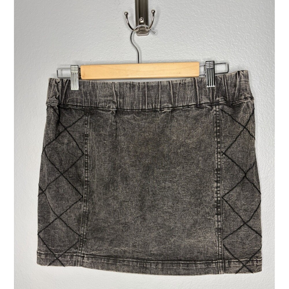 VTG Micro Mini Skirt Stonewash Black Denim Y2K 90s 00s Size MEDIUM - Picture 2 of 3